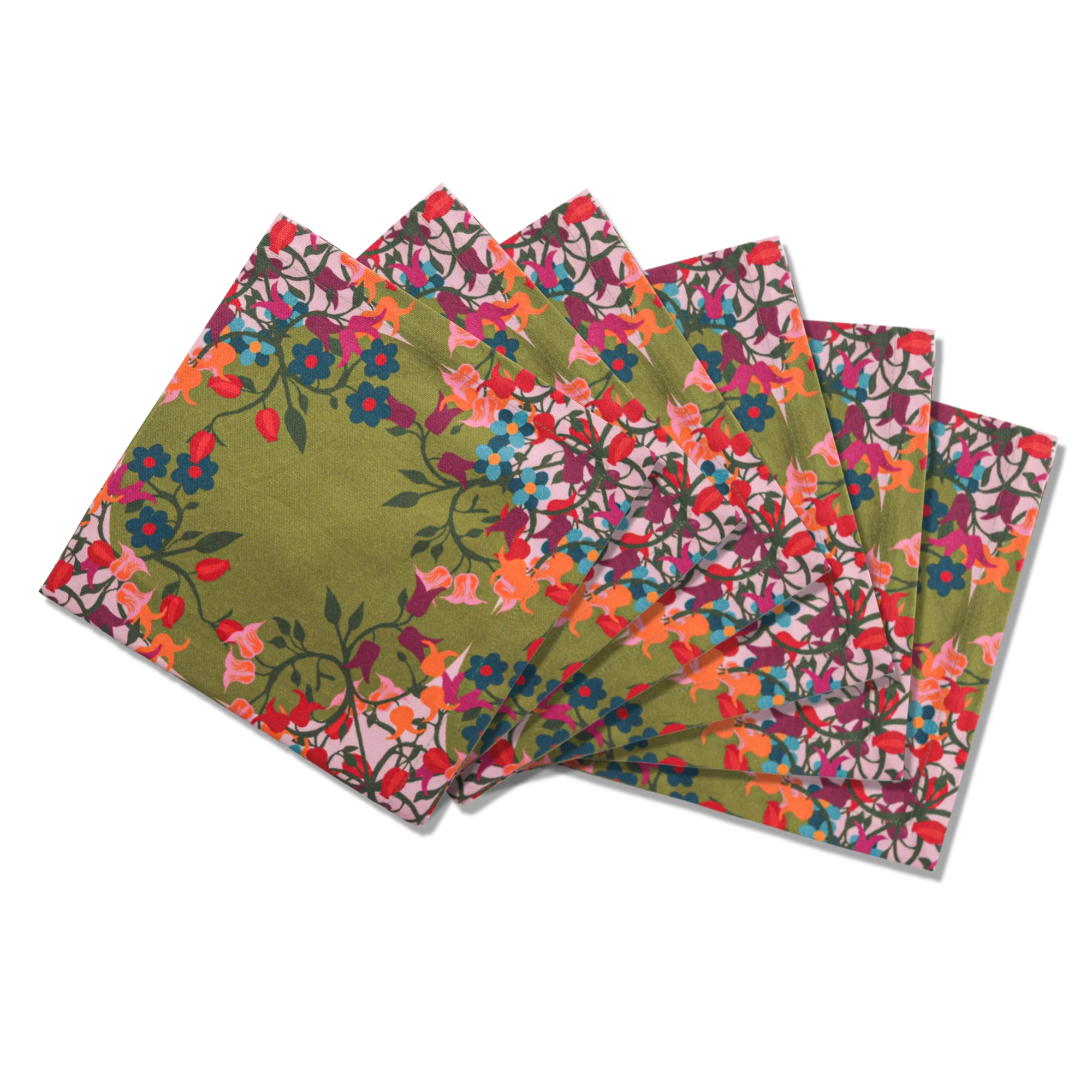 6 Napkins Blumen Green Offcut Version