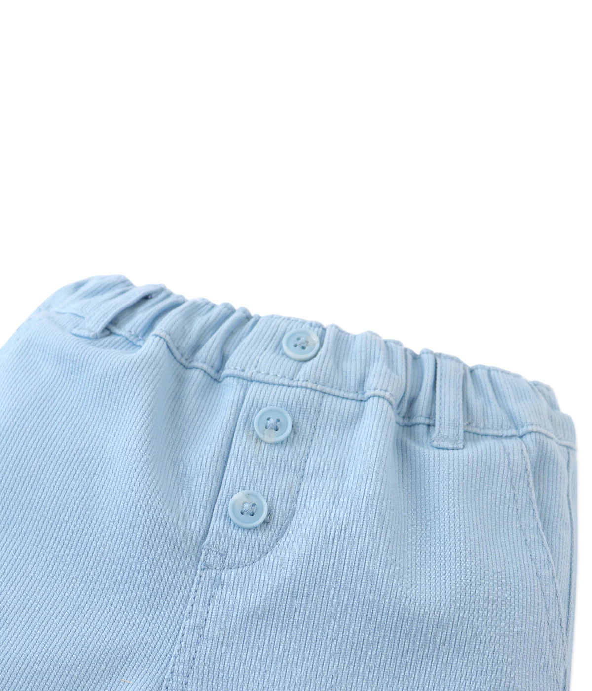 Baby Boy Dewey Garterized Shorts With Open Seam Accent Thread - Blue - Image 3
