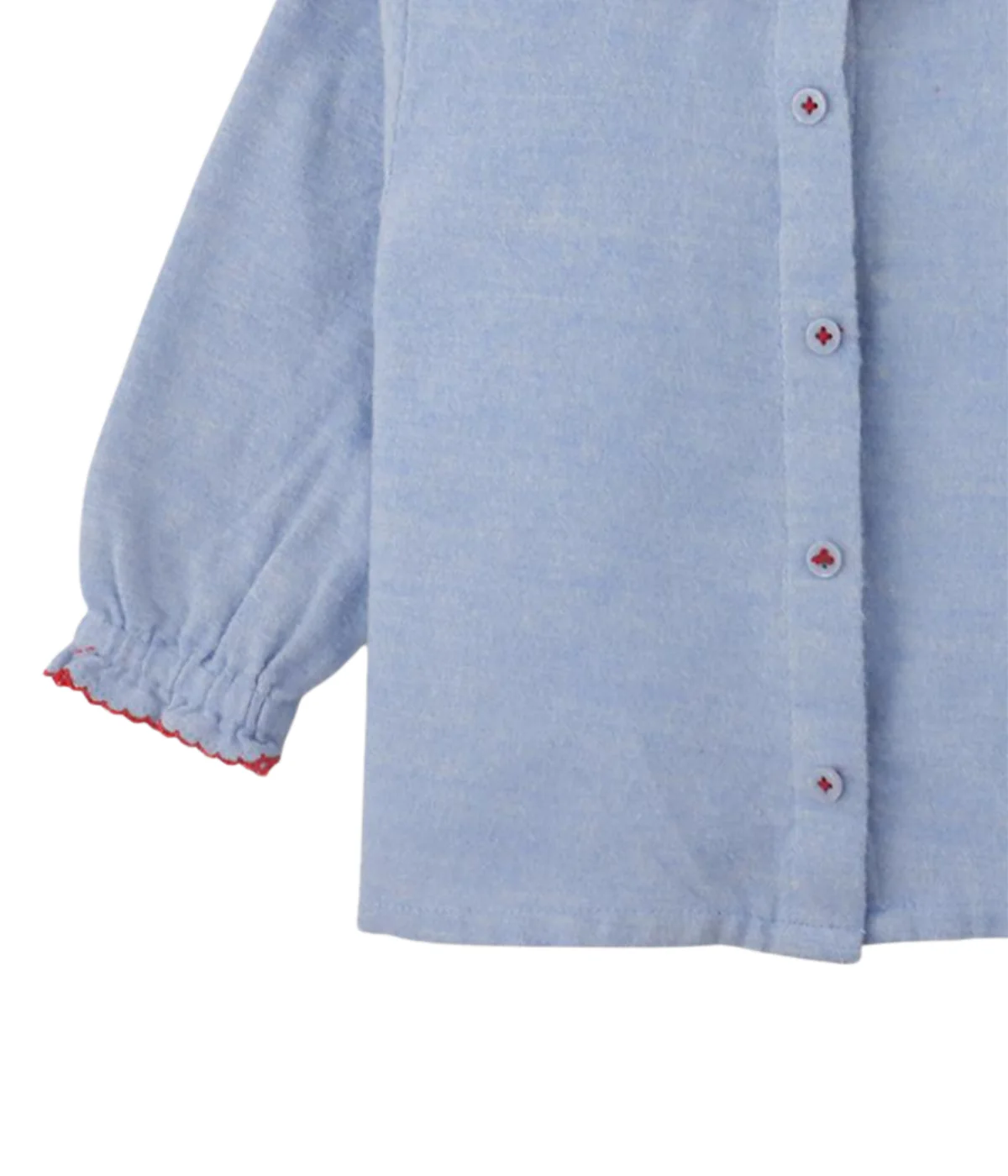 Baby Girl Beryl Collared Blouse With Cherry Cross Stitch - Blue - Image 3