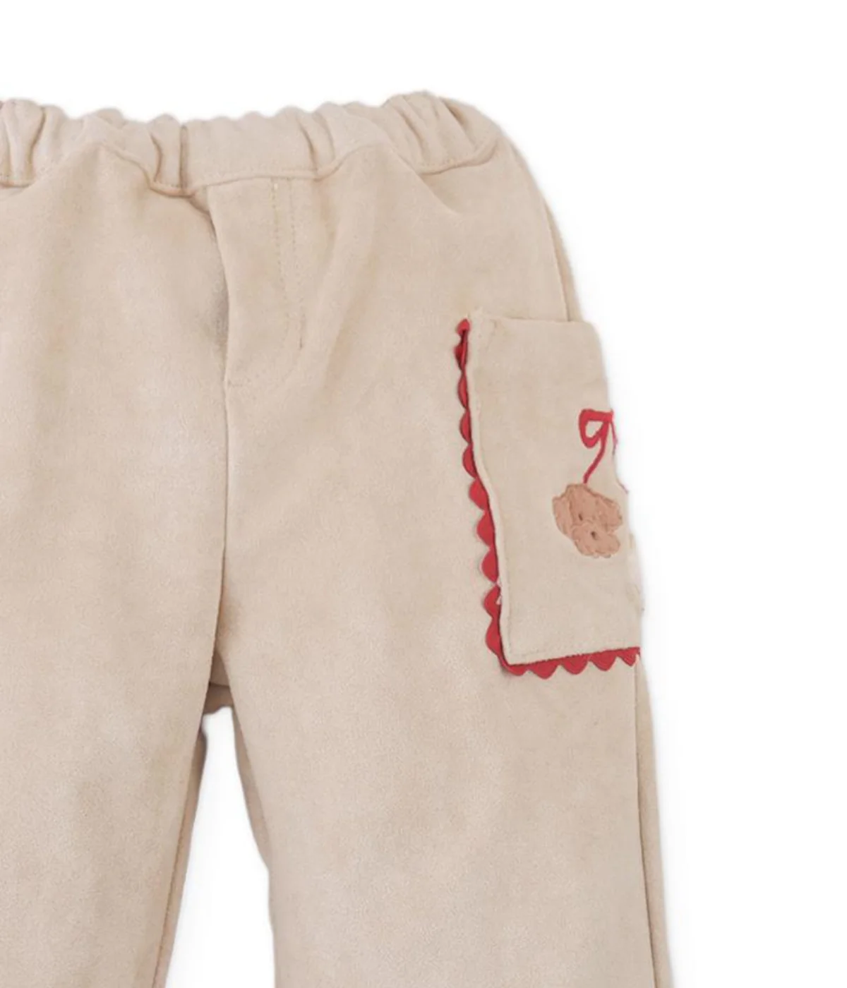 Baby Girl Nellie Straight Cut Pant Poodle Detail - Beige - Image 3