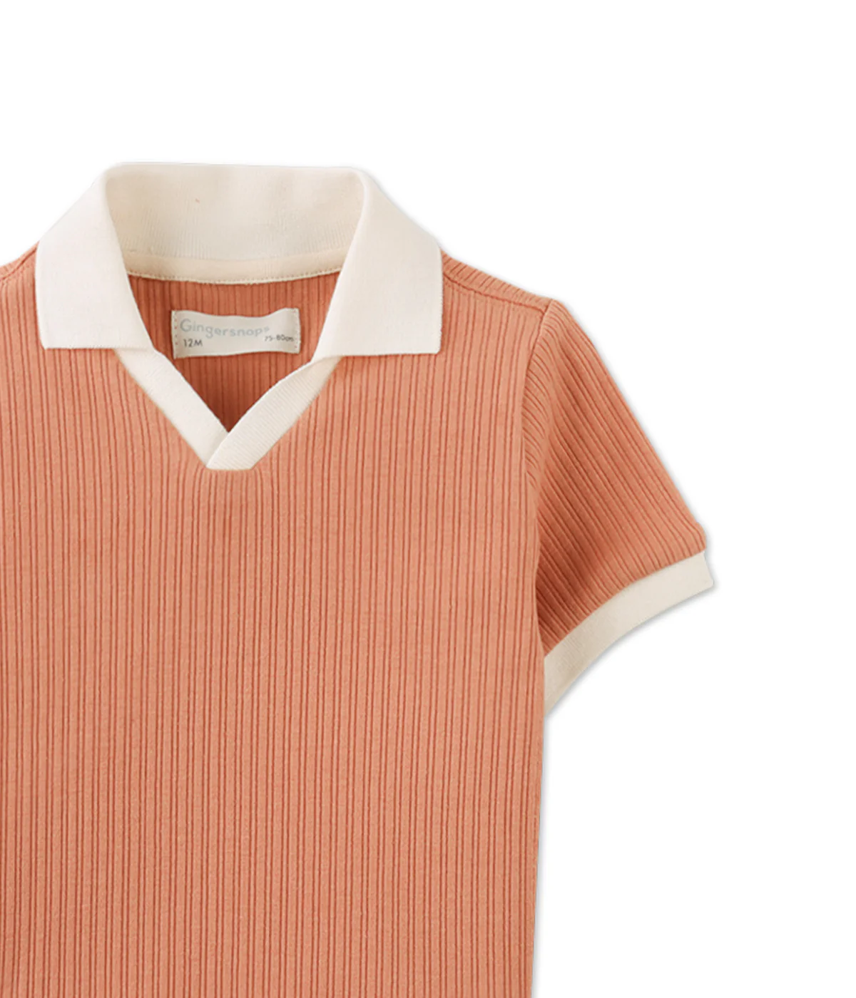 Baby Boy Samuel Continuous Collar Polo Tee - Tan - Image 3