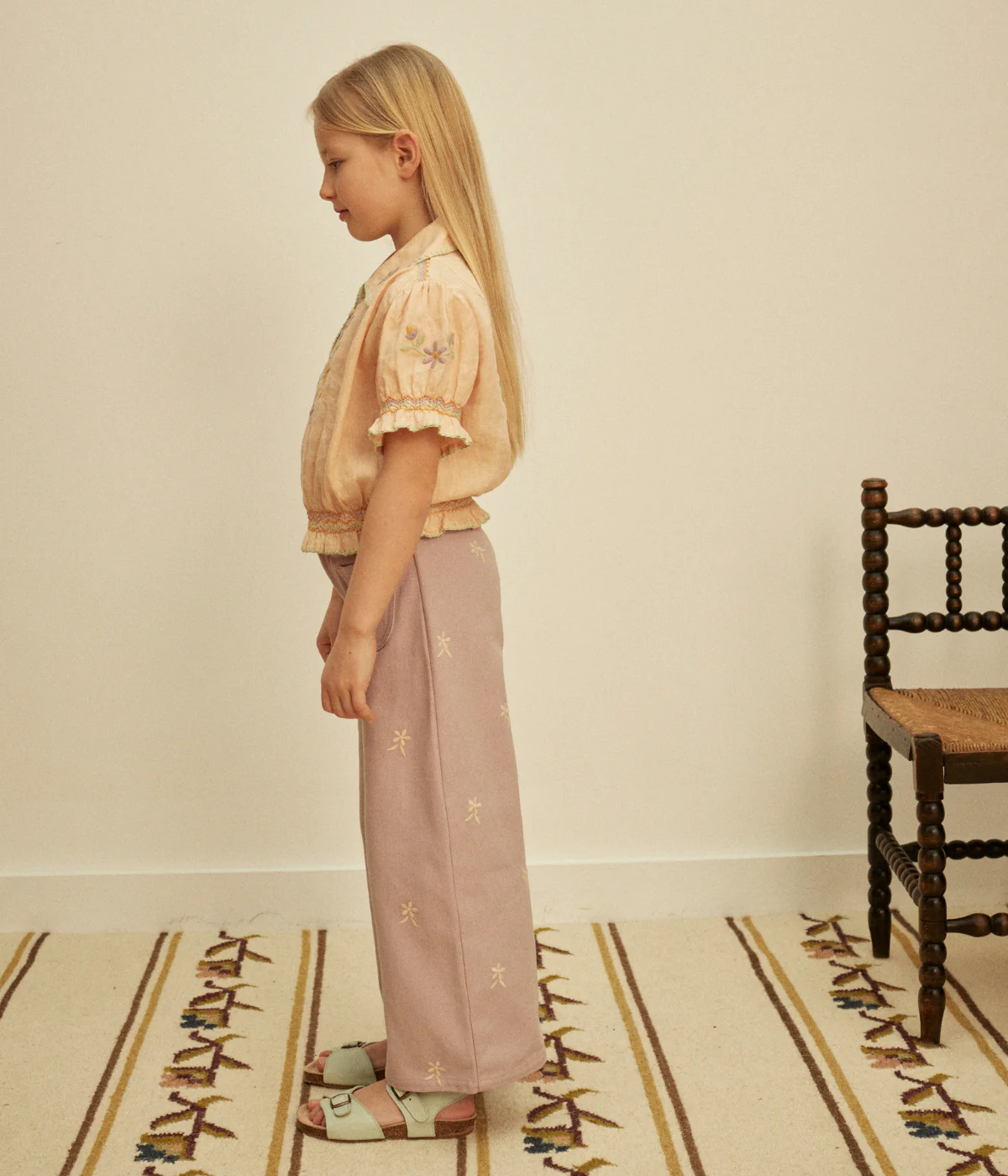 Casey 70's All Over Embroidery Jean - Lilac - Image 5