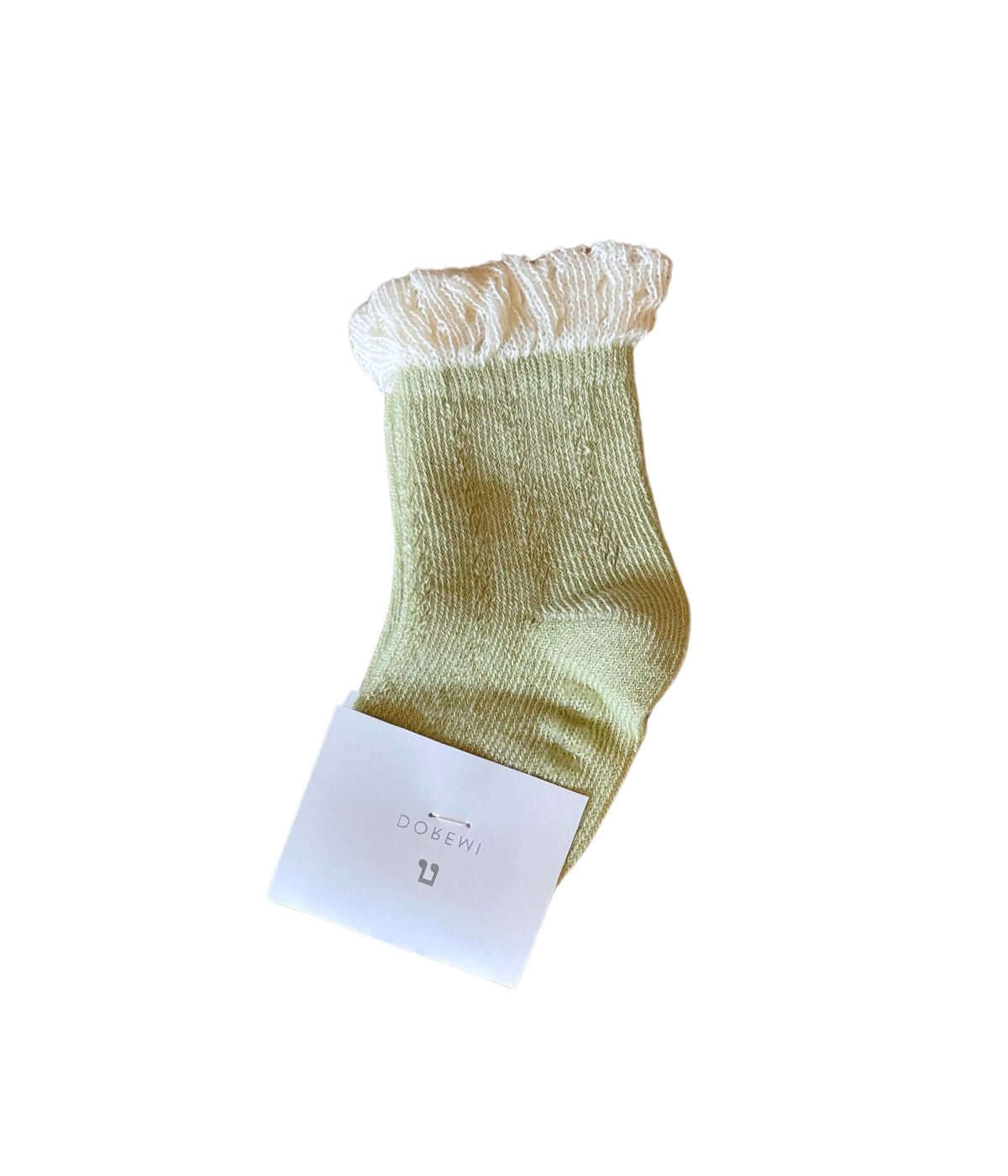Ruffle Mid Calf Solid Color Socks: Sage Green