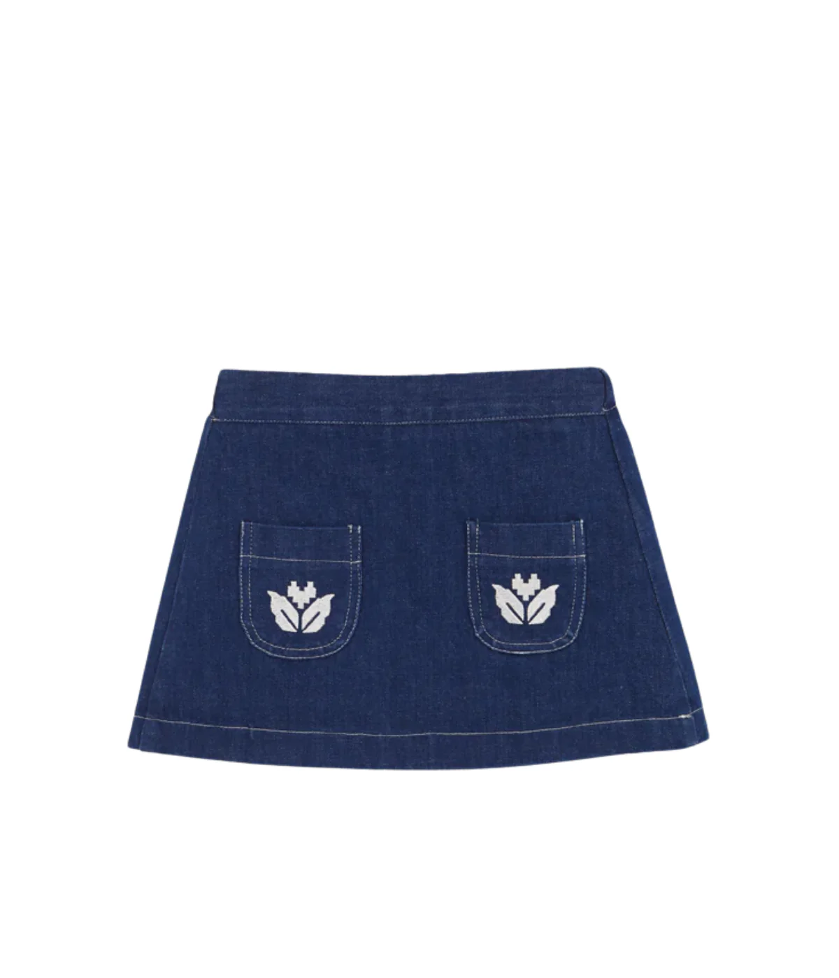 Denim Embroidered Mini Skirt Girl