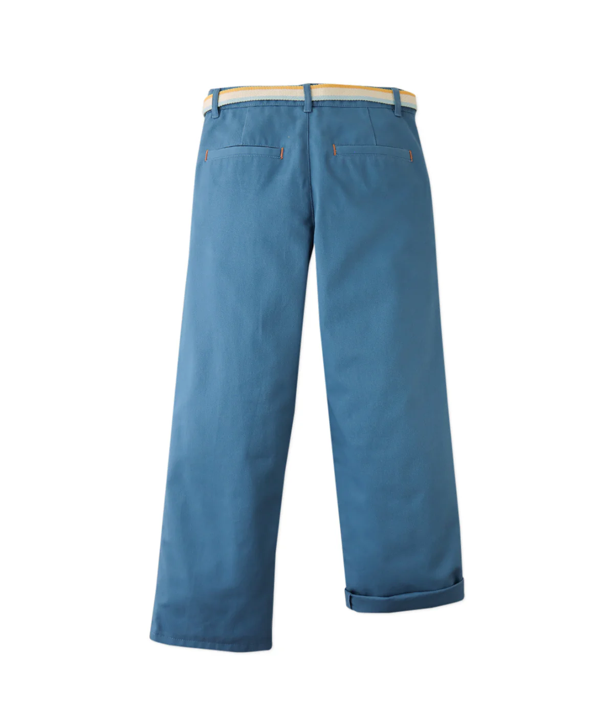 Boy Edward Regular Straight Twill Pants With Striped Canvas Belt - Blue - Image 5