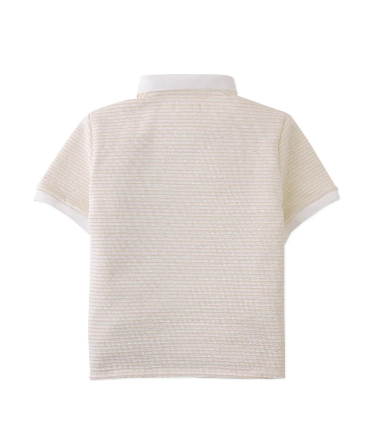 Boy Eren Textured Stripe Terry Polo Shirt - Beige - Image 6