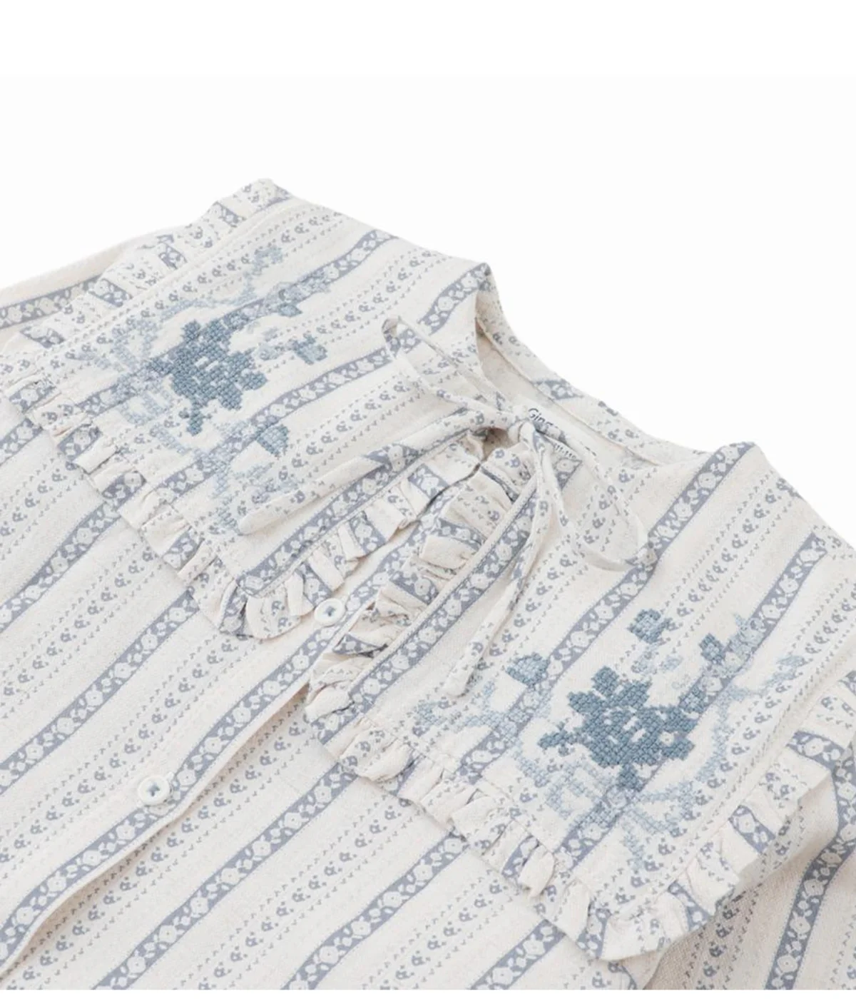 Girl Esmeralda Blouse With Embroidered And Ruffled Detail - Off White - Image 3