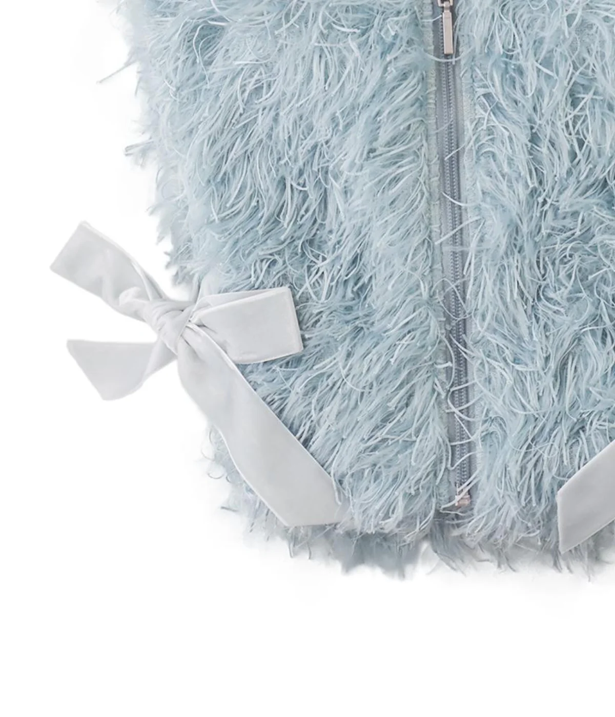Girl Eudora Faux Fur Zip Vest - Blue - Image 3