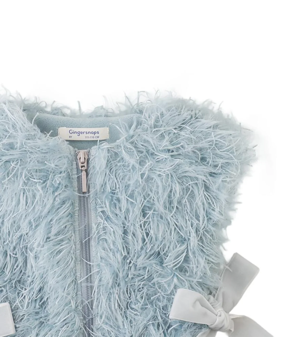 Girl Eudora Faux Fur Zip Vest - Blue - Image 4