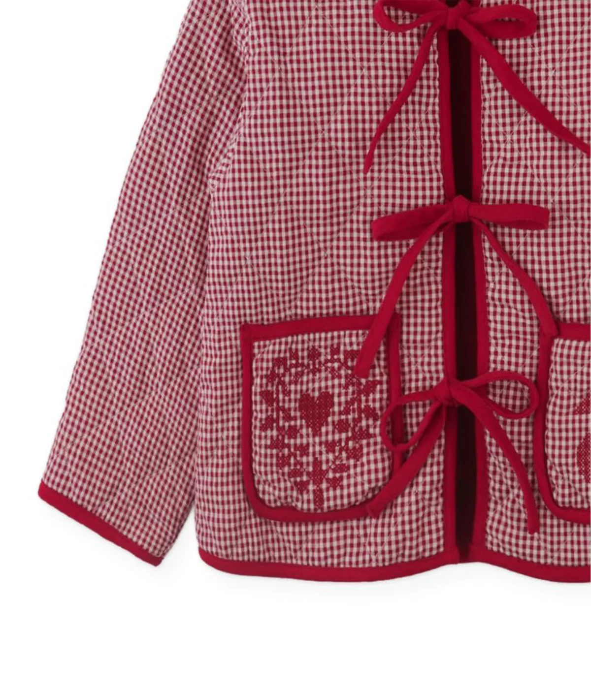 Girl Lavinia Boxy Quilted Coat - Red - Image 4