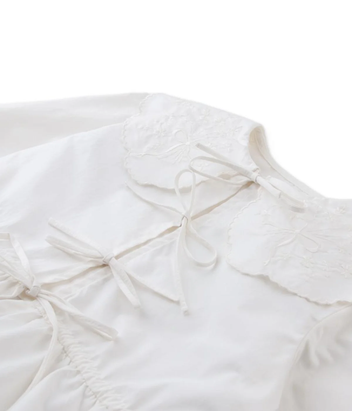 Girl Mercedes Top With Peplum Sleeves - Off White - Image 3