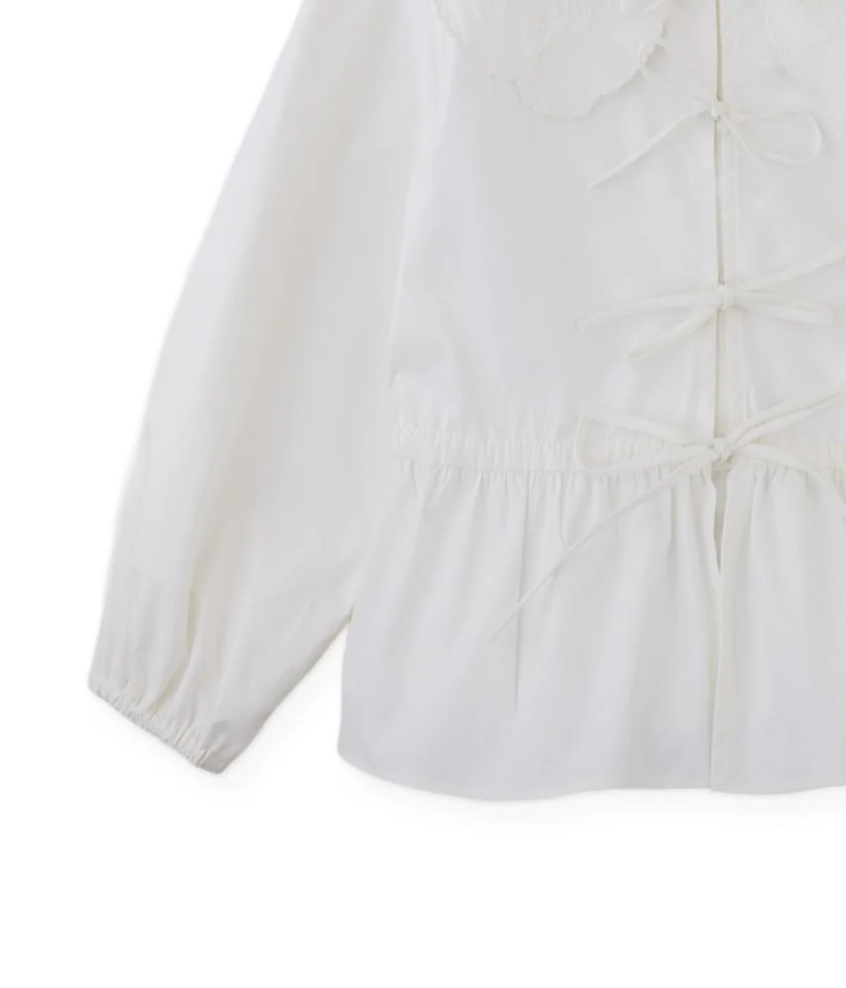Girl Mercedes Top With Peplum Sleeves - Off White - Image 4