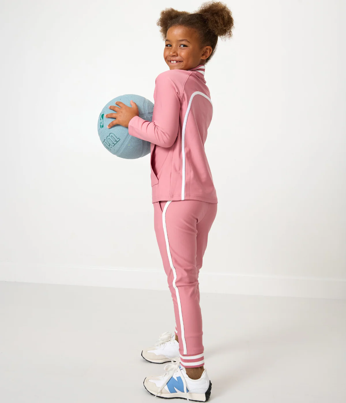 Girls Retro Warm-Up Jogger - Dusty Pink - Image 3