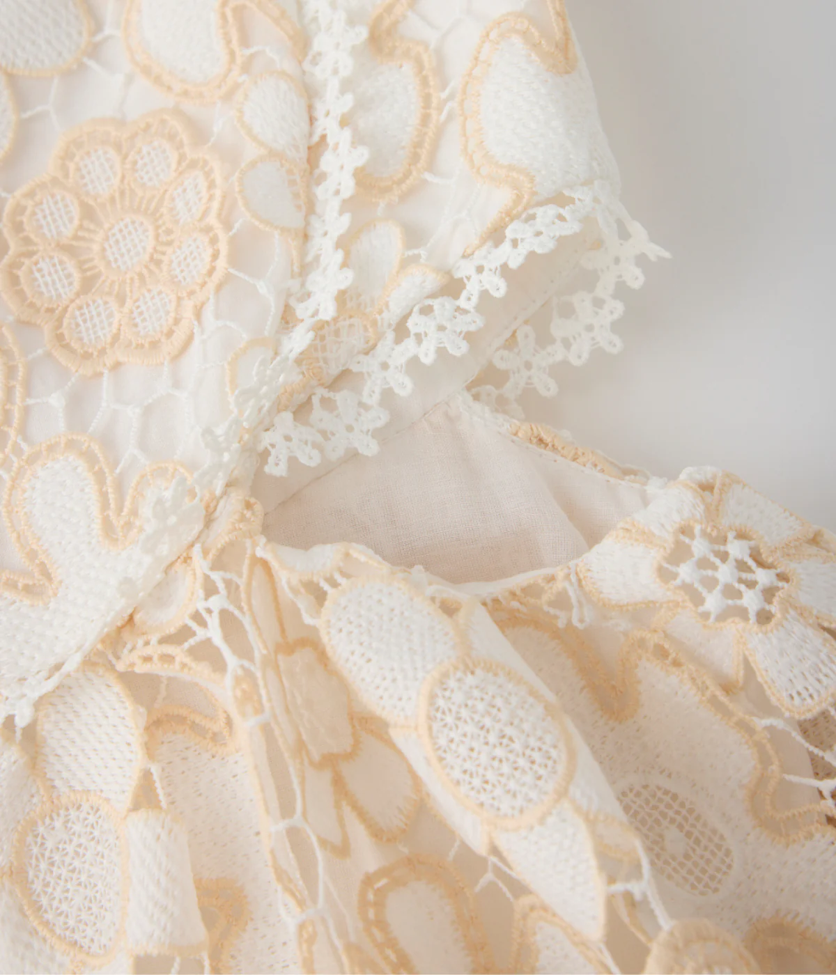 Haley Embroidered Frill Maxi Dress - Beige - Image 3