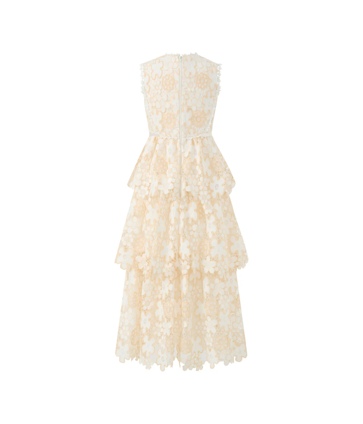Haley Embroidered Frill Maxi Dress - Beige - Image 6