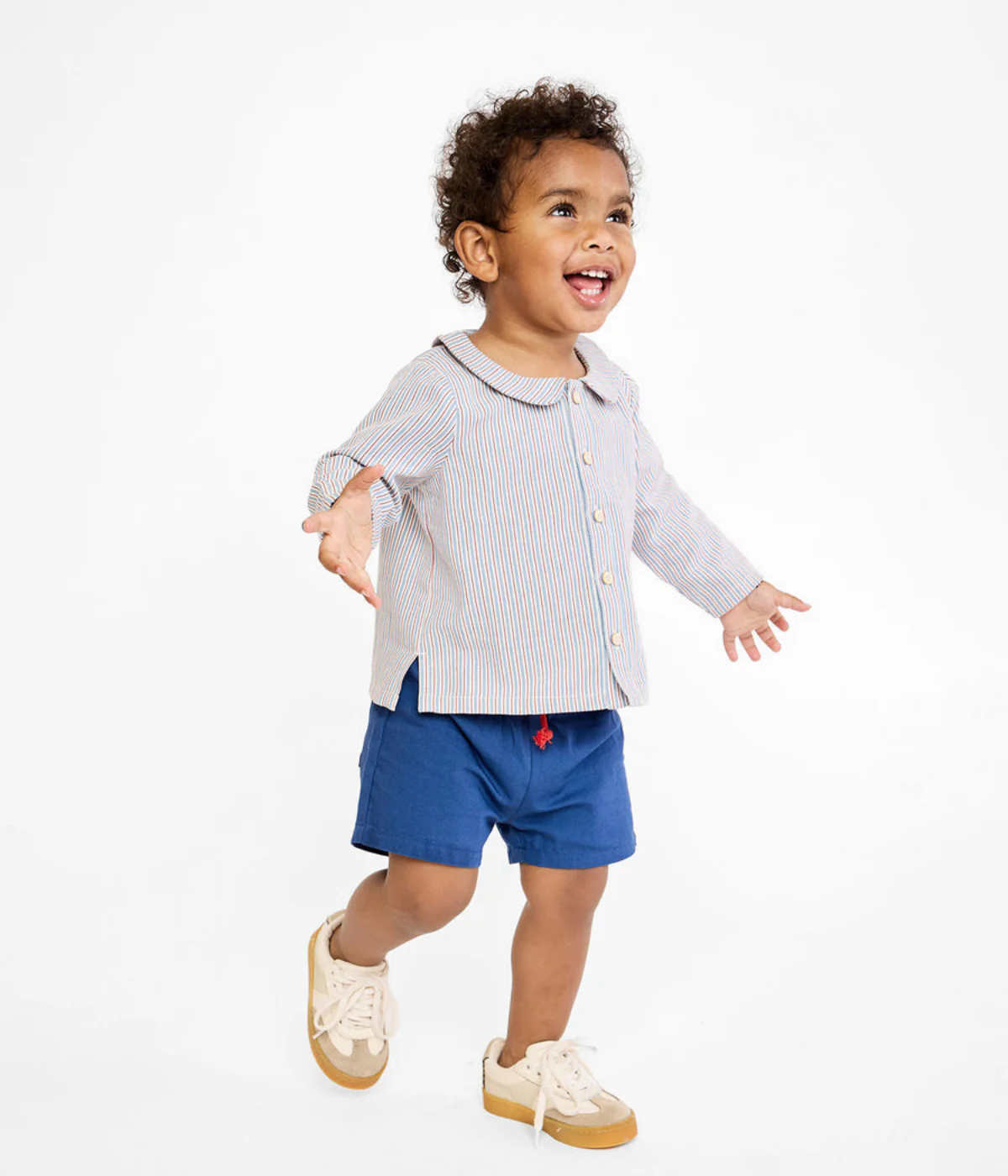 Jefferson Baby Shirt - Indigo Linen Stripe - Image 4