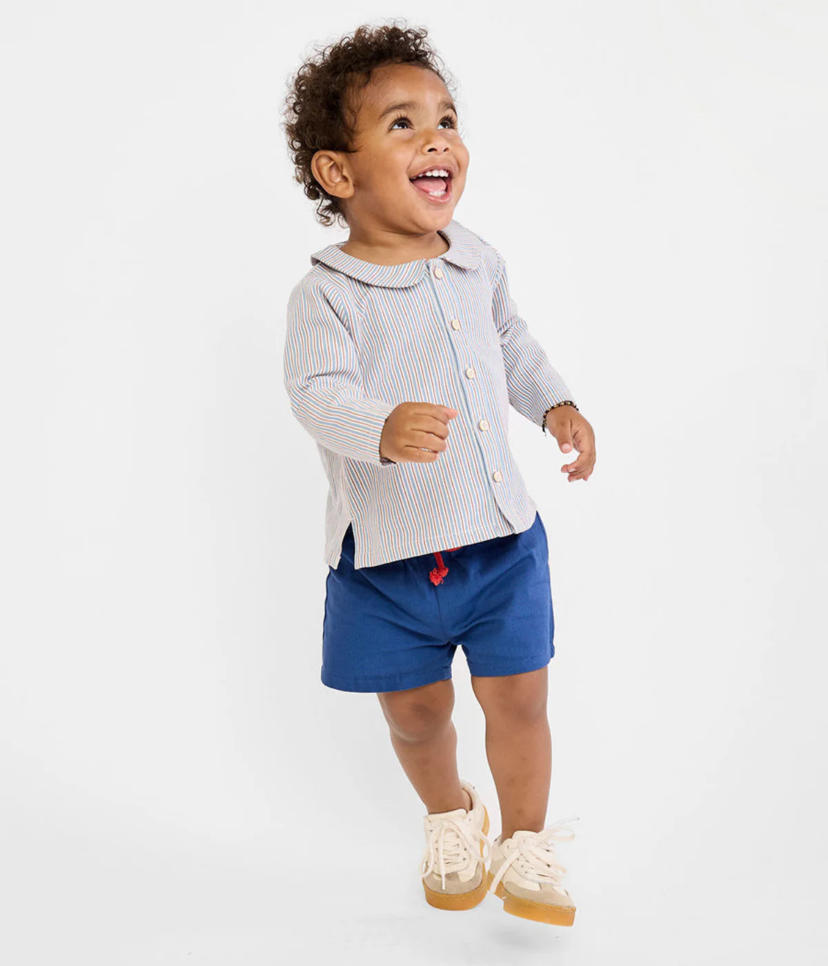 Jefferson Baby Shirt - Indigo Linen Stripe - Image 5