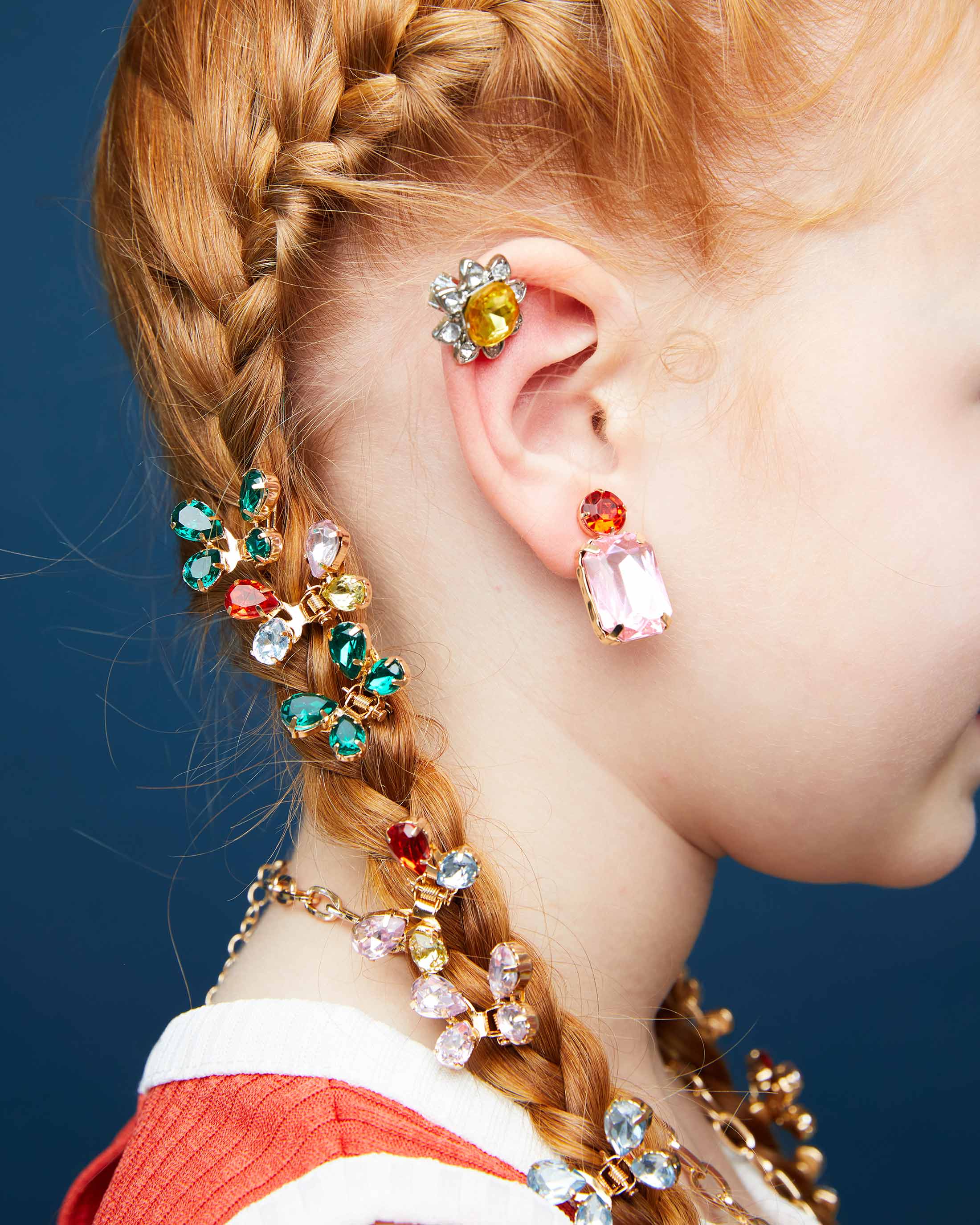 Multi-colored Gem Clip-On Earring Set - Image 2
