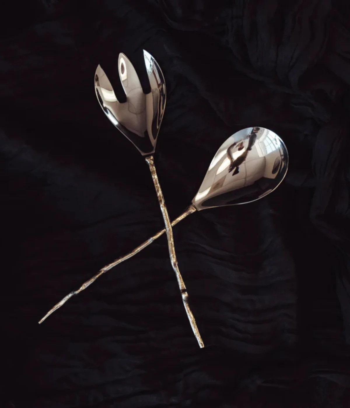 Olive Branch Serving Spoon Set - Brass + Stainless - Image 4