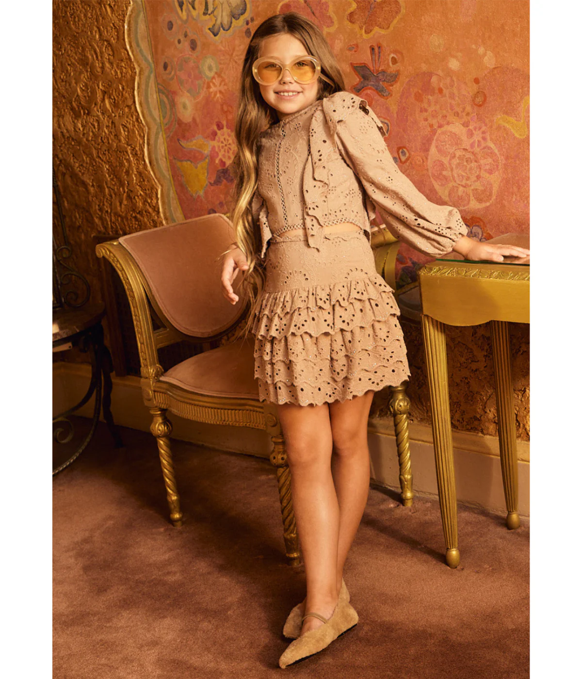 Ottilie Embroidered Mini Skirt - Taupe - Image 3