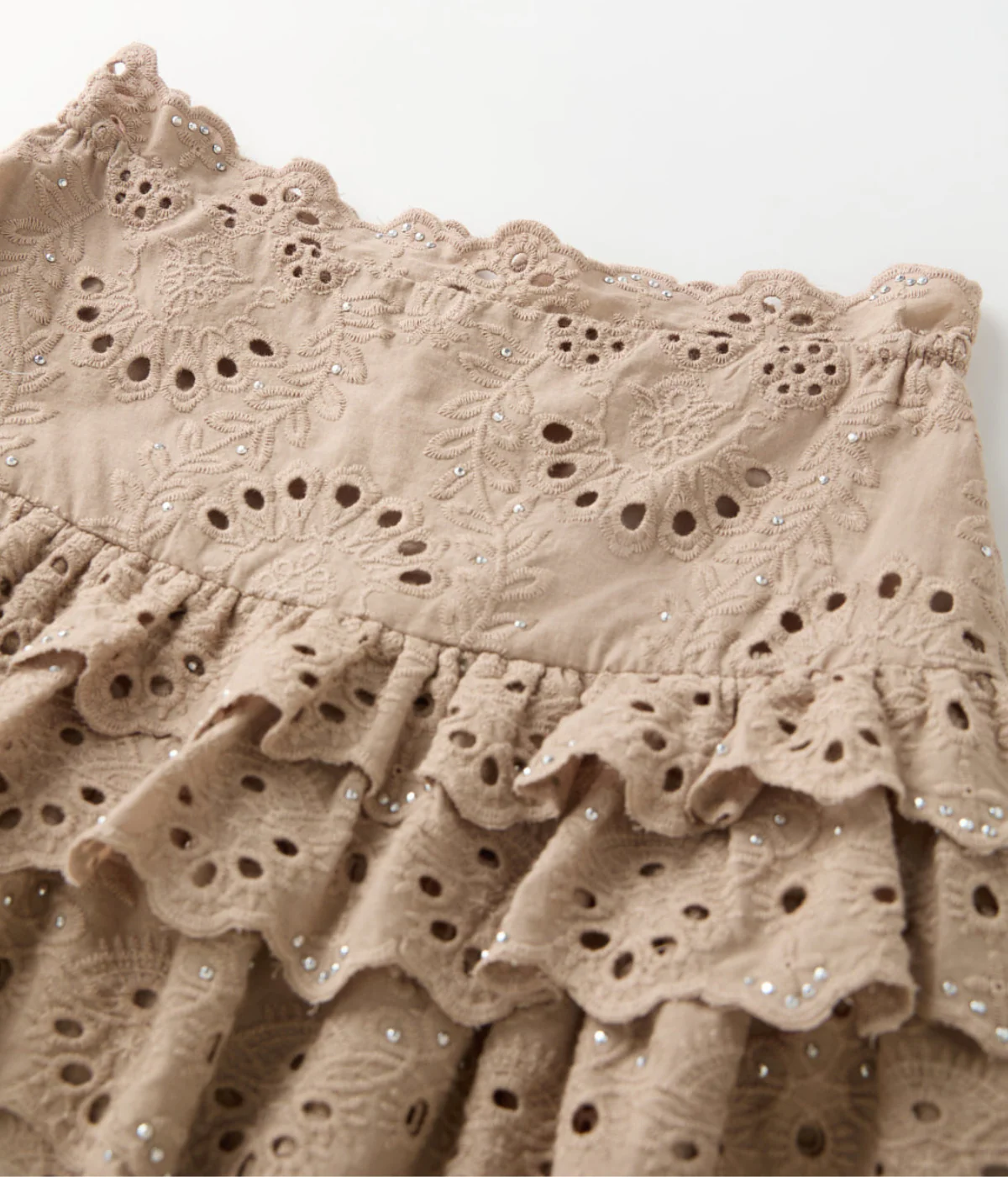 Ottilie Embroidered Mini Skirt - Taupe - Image 4