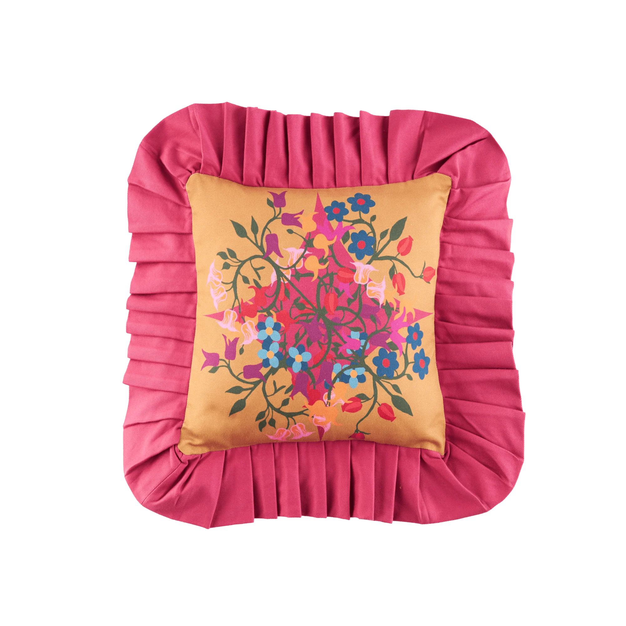 Ruffled Pillow Cover Blumen Orange