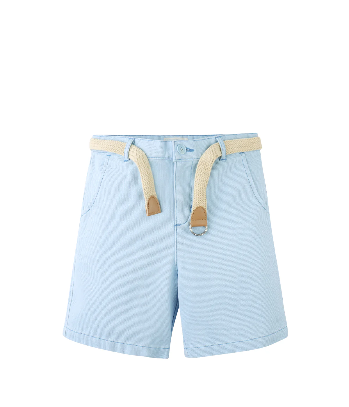 Boy Sam Regular Fit Bedford Cord Shorts With Braided Cotton Belt - Blue