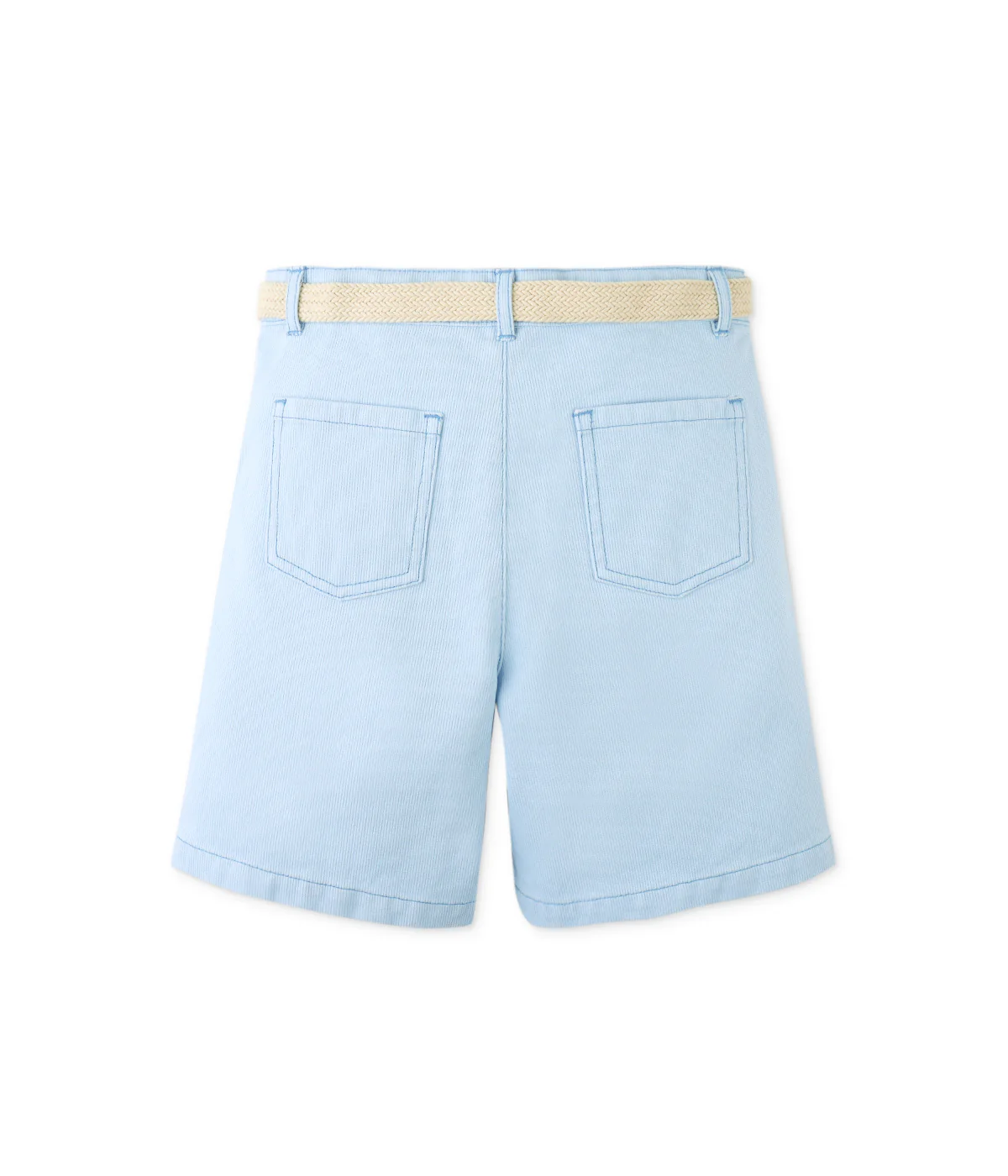 Boy Sam Regular Fit Bedford Cord Shorts With Braided Cotton Belt - Blue - Image 4