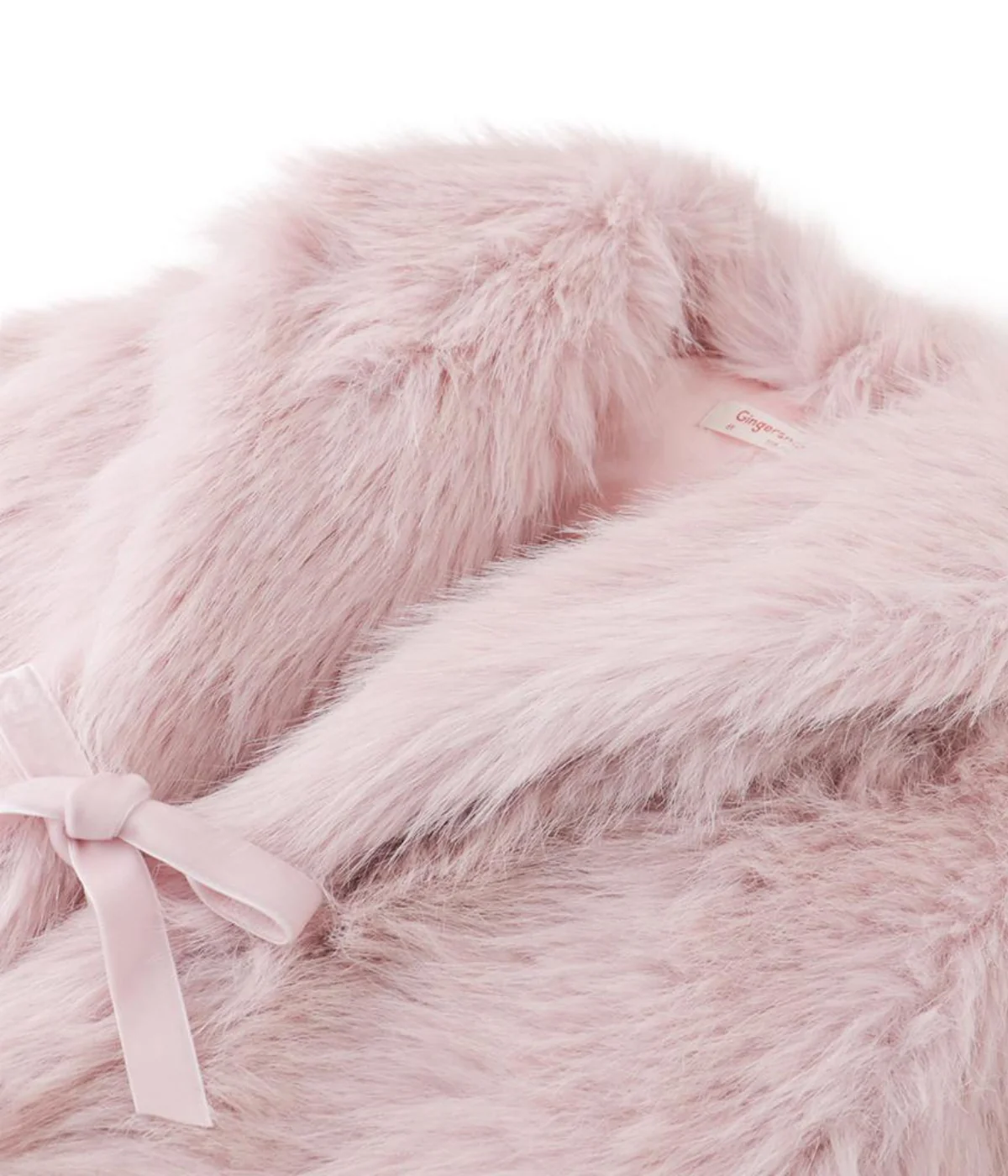 Girl Tabitha Faux Fur Coat With Shawl Collar - Pink - Image 3
