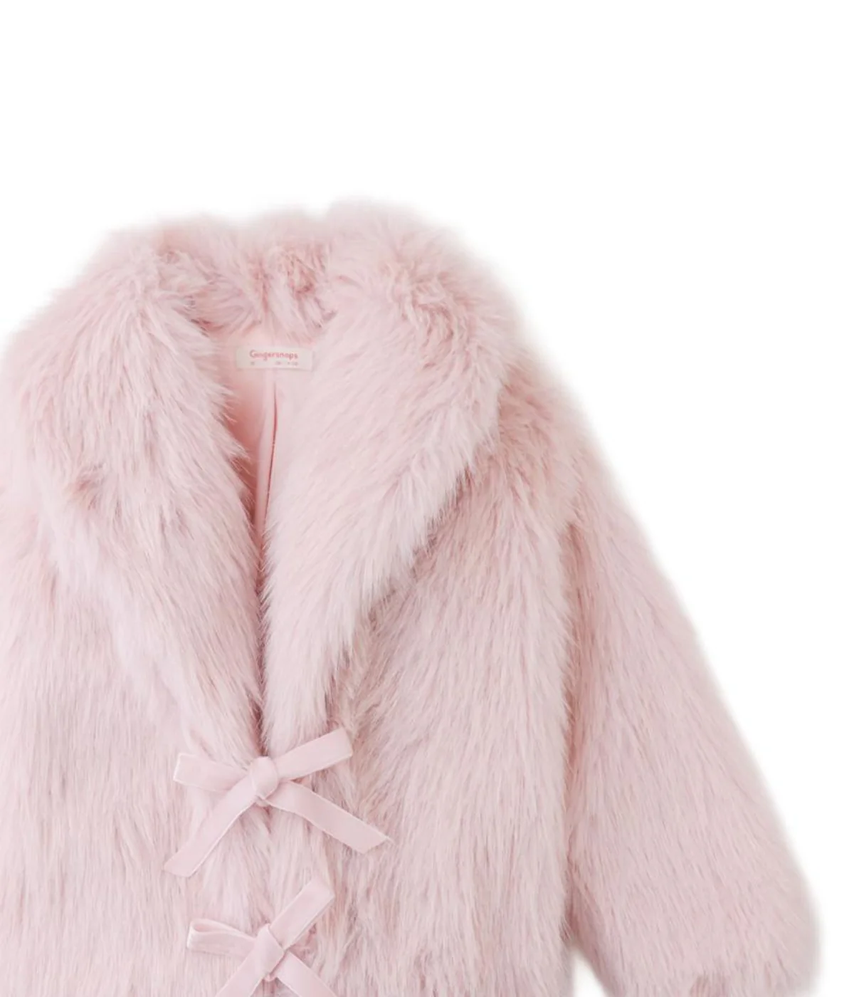 Girl Tabitha Faux Fur Coat With Shawl Collar - Pink - Image 4